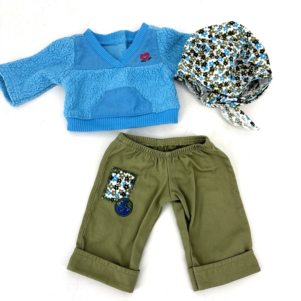American Girl Doll Bitty Baby Camping Outfit Fleece Sweater, Pants & Kerchief